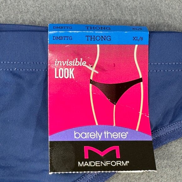 Maidenform Womens Size XL 8 Panty Thong Barely There Blue New - Picture 3 of 9